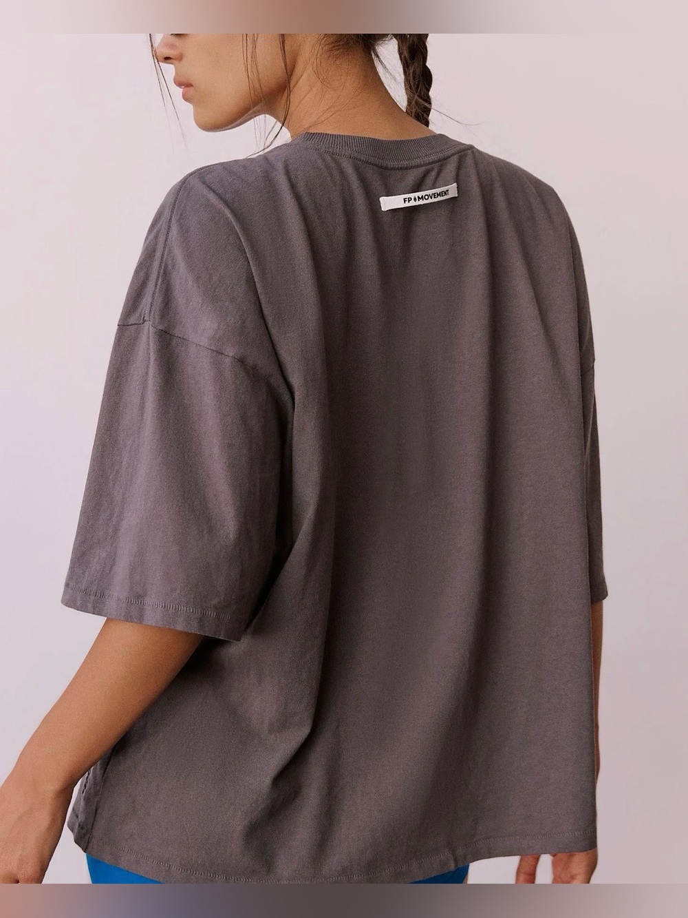 NWOT Free People FP Movement Tackle Graphic Tee - washed black grey combo - XL - Picture 4 of 10